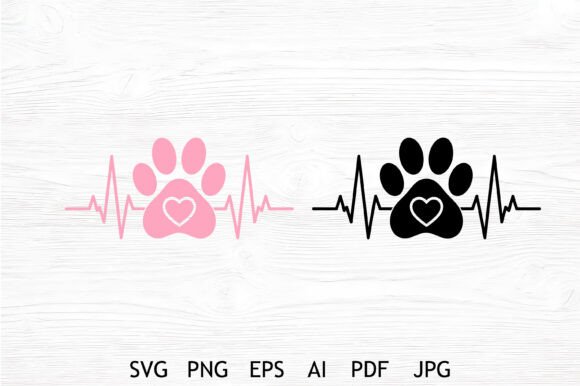 Dog paw heartbeat SVG bundle for Cricut keychains car decals and dog dad accessories