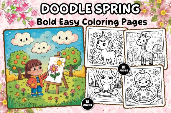 Floral Doodle Spring Coloring Pages