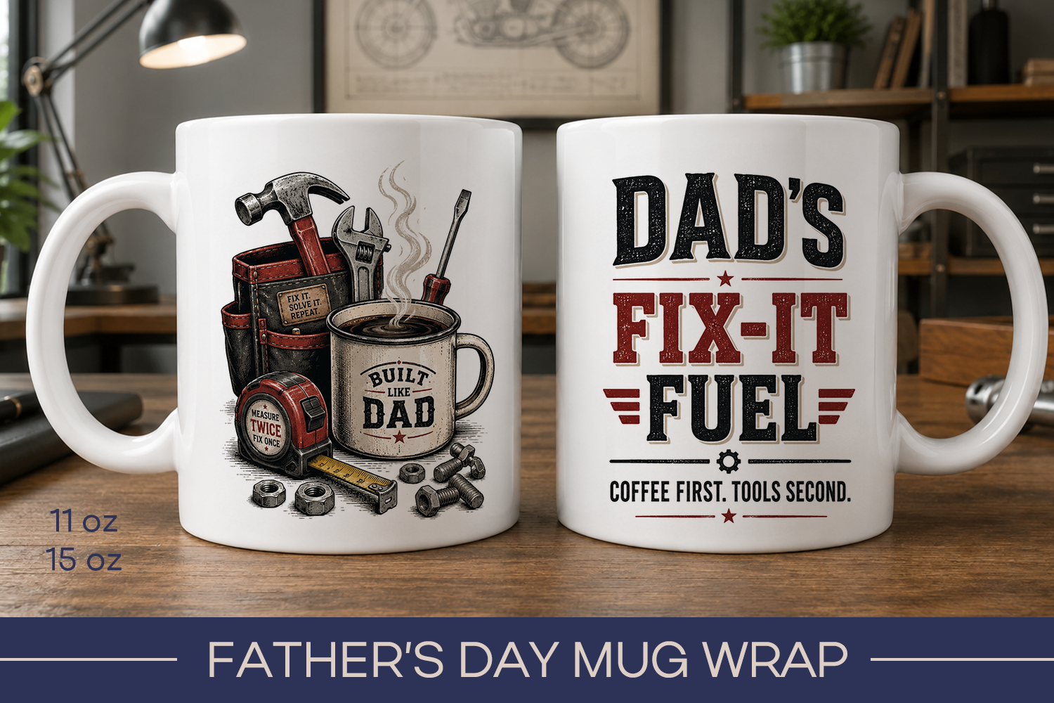 Funny Fathers Day Mug Wrap, Dad Mug