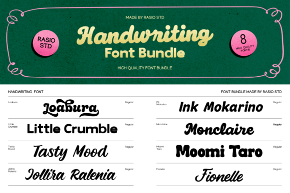 Handwriting Bundle Font PNG with transparent background - Preview 1
