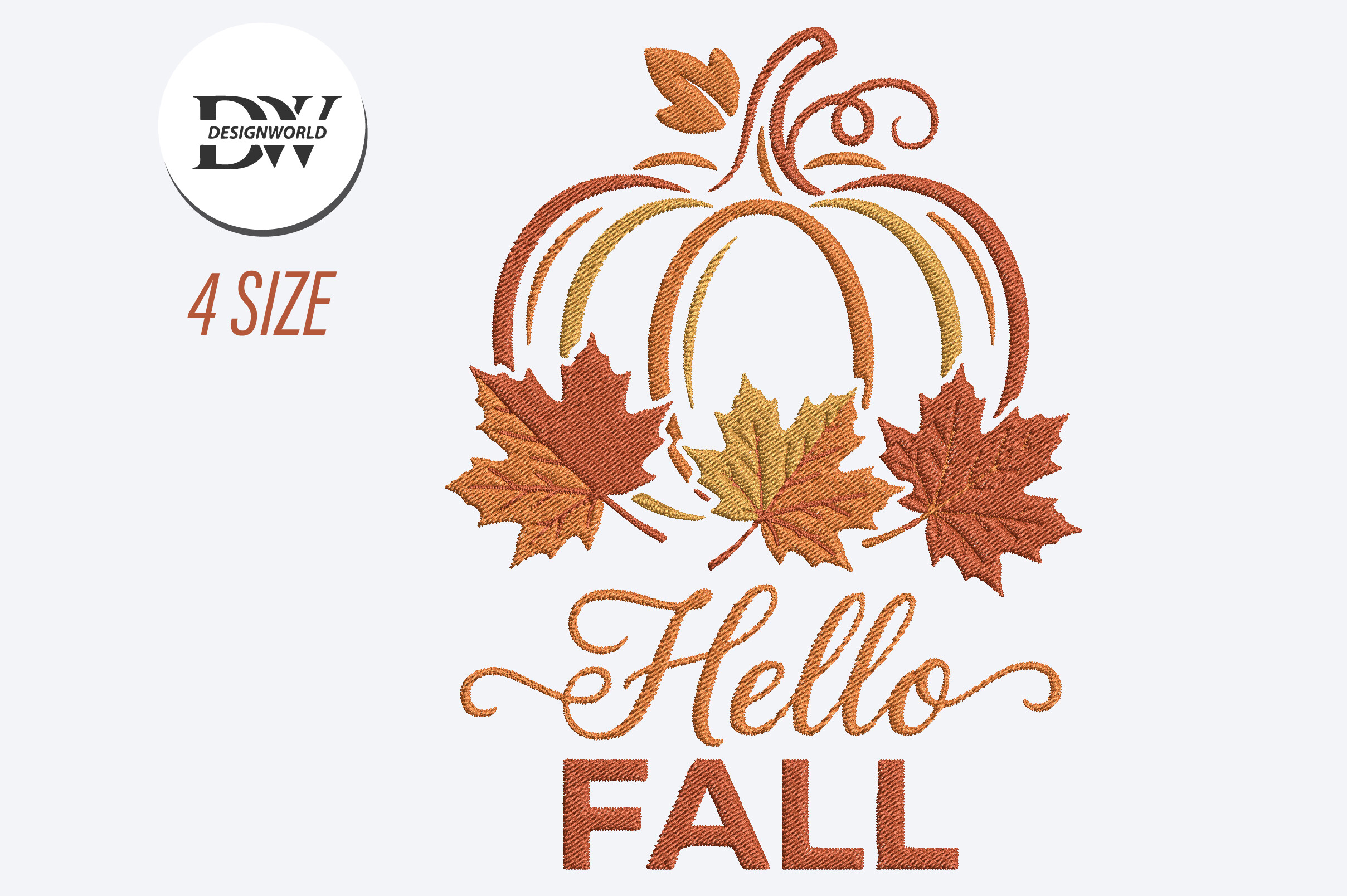Hello Fall Pumpkin Embroidery Design