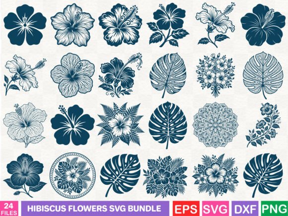 Hibiscus Flowers Svg Bundle Graphic Illustrations By BDdesign