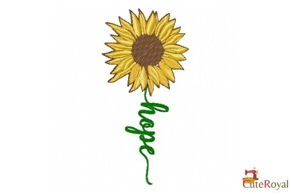 Hope Sunflower Embroidery Inspirational Embroidery Design By CuteRoyal