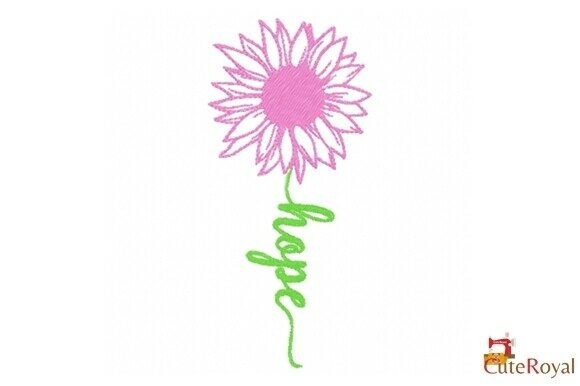 Hope Sunflower Outline Embroidery