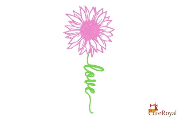 Love Sunflower Outline Embroidery