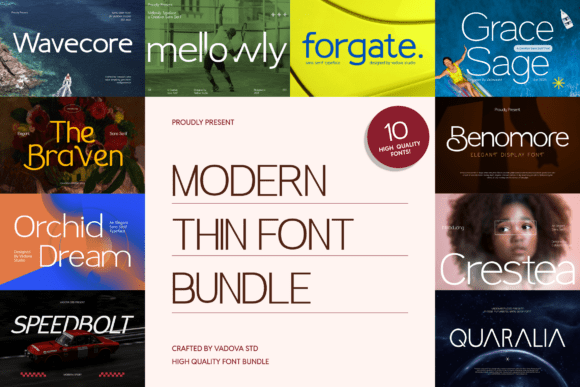 Modern Thin Bundle Sans-Serif-Schriftarten Schriftart Von Vadova Std