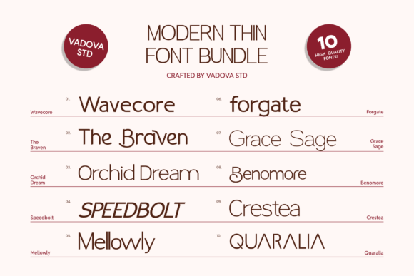 Modern Thin Bundle Font PNG with transparent background - Preview 1