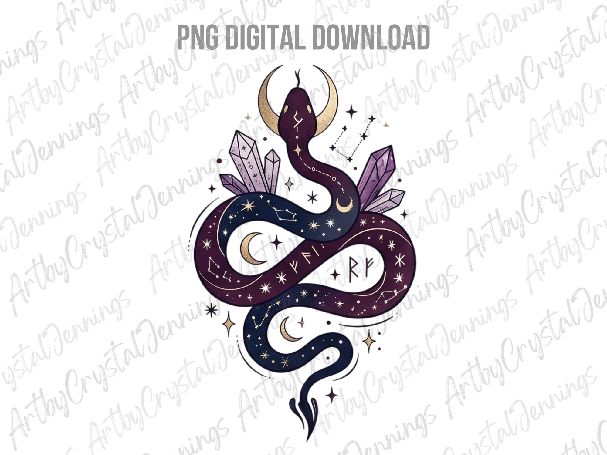 Mystical Celestial Snake Witchy PNG