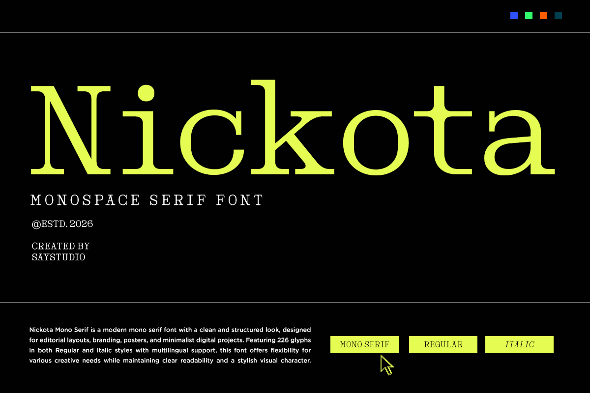 Nickota — contemporary geometric monospace font