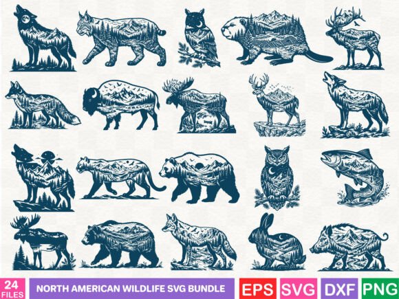 North American Wildlife SVG Bundle Gráfico Ilustrações para Impressão Por BDdesign