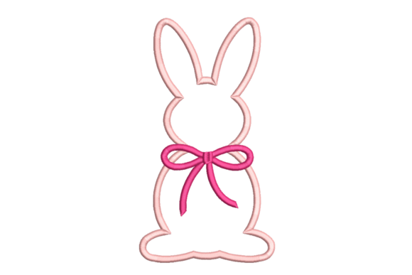 Outline Bunny with Bow – Cute Easter Citações de Bebês e Crianças Design de Bordado Por AliEmbroidery