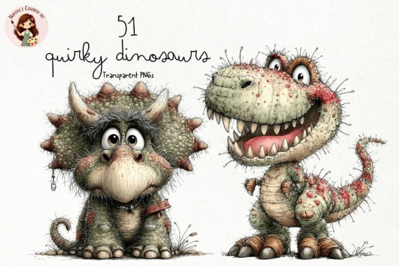 Quirky Dinosaurs PNG Clipart