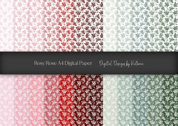 Rosy Rose A4 Digital Paper Graphic Backgrounds By Digital Designs by Victoria
