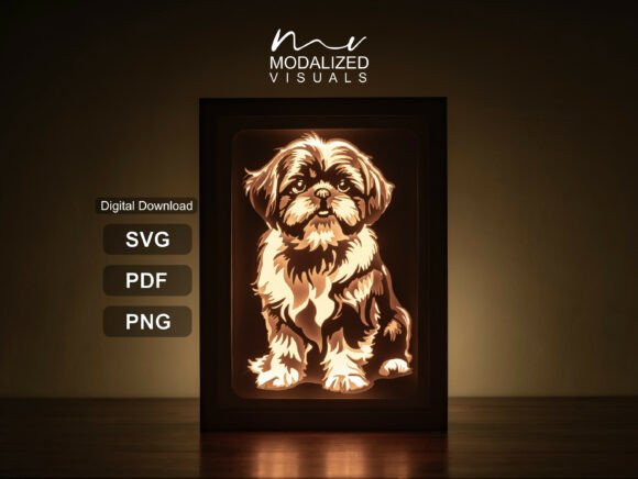Shih Tzu lightbox paper cut shadow box SVG