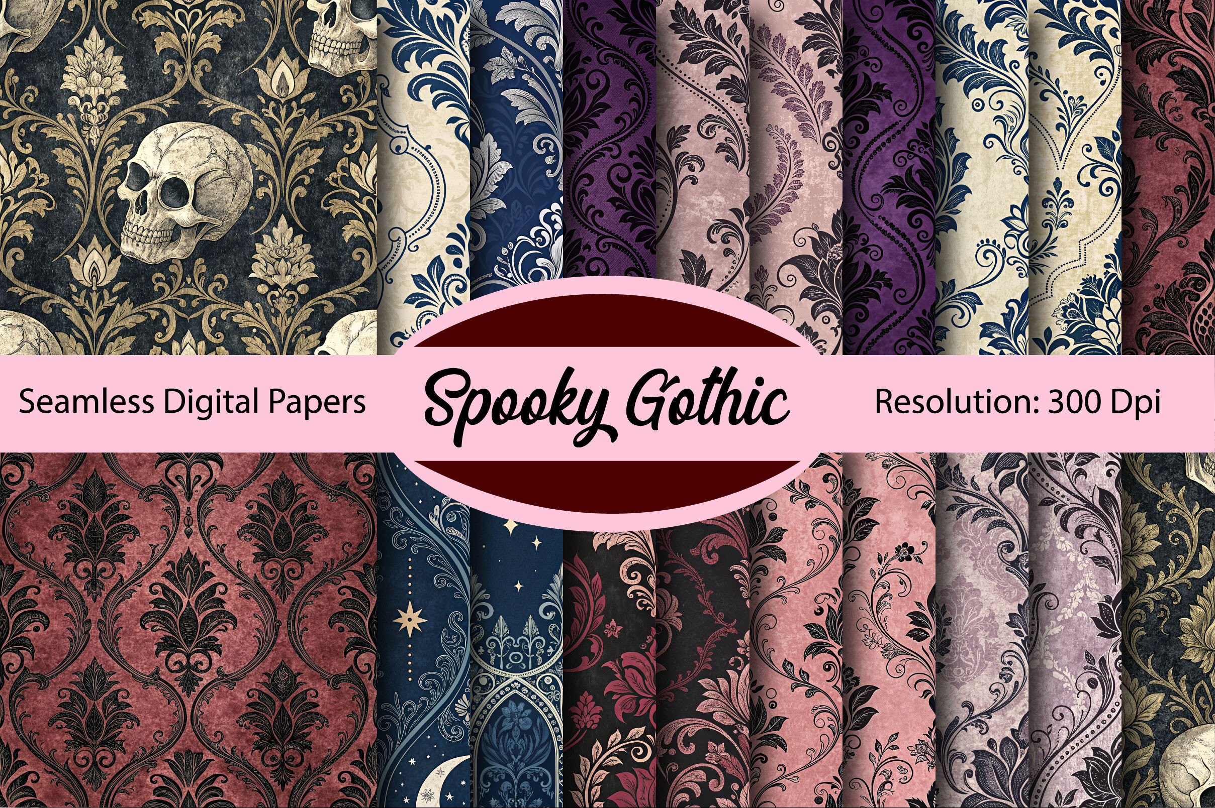 Spooky Gothic Seamless Digital Paper Graphic by Colourful · Creative ...