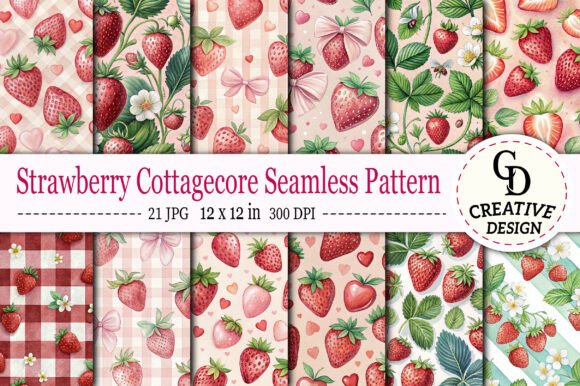 Strawberry Cottagecore Seamless Pattern Graphic Patterns By Creative Design