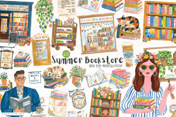 Summer Bookstore Clipart
