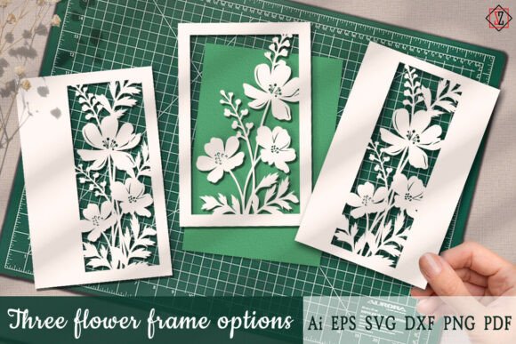 Three Flower Frame Options Gráfico Artesanato Por Светлана Зиновьева