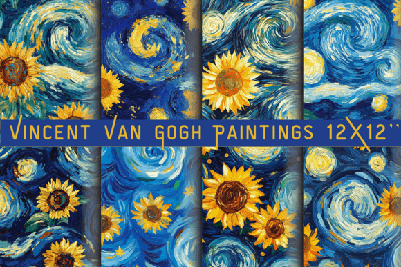 Vincent Van Gogh Paintings Digital Paper Afbeelding Achtergronden Door DigiArt