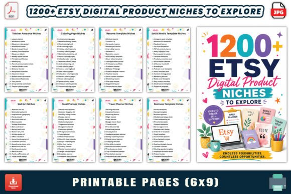 1200+ Etsy Digital Product Niches