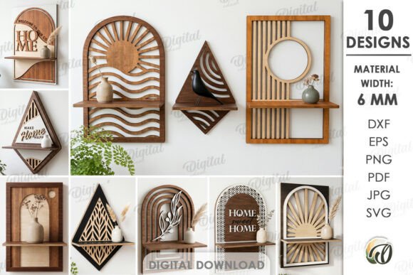 3D Decorative Shelves Bundle Laser Cut Corte con Láser Por Digital Idea