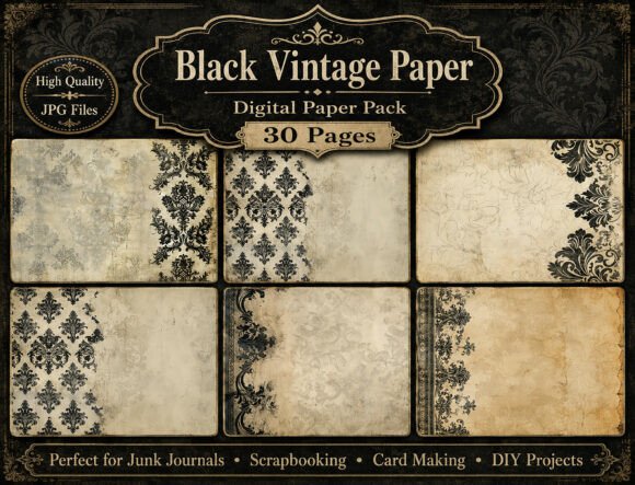 Black Vintage Ornate GruDigitalnge Set Illustration Textures Par Attractions Artist