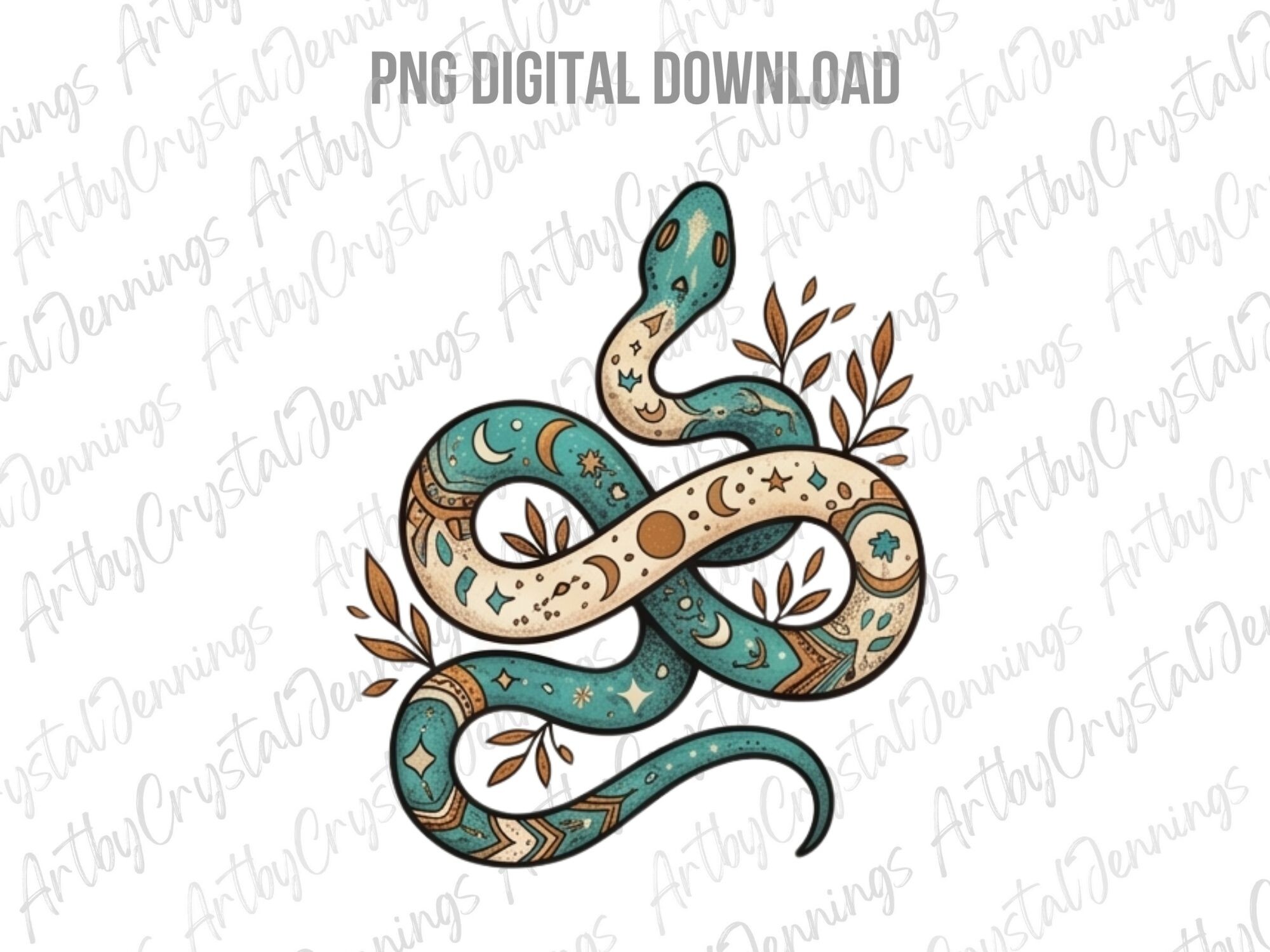 Celestial Boho Snake PNG