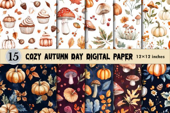 Cozy Autumn Day - Digital Paper/seamless Grafika Papierowe Wzory Przez CitraGraphics