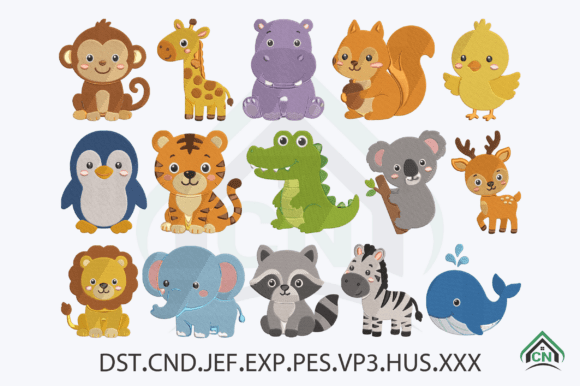 Cute Animal Embroidery Design Bundle Baby Animals Embroidery Design By CraftNest