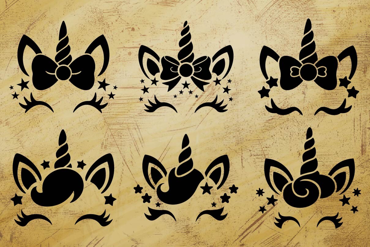 Cute Unicorn Face SVG Bundle Graphic by dhalione · Creative Fabrica