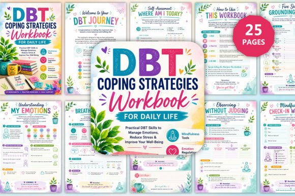 DBT Coping Strategies Workbook Graphic KDP Interiors By munjixpro
