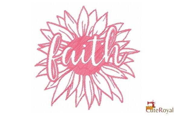 Faith Sunflower Outline Embroidery