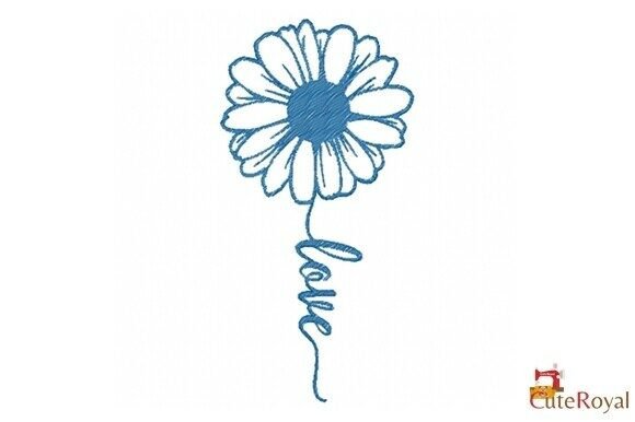 Flower Love Outline One Color
