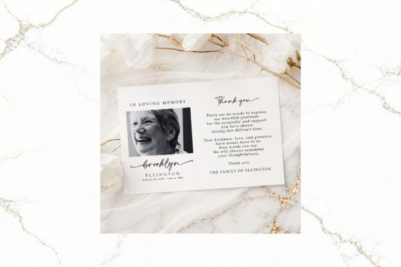 Funeral Thank You Card B&W Canva FR004
