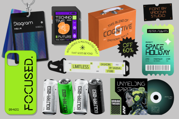 Futuristic Bundle Vol.01 Font PNG with transparent background - Preview 2