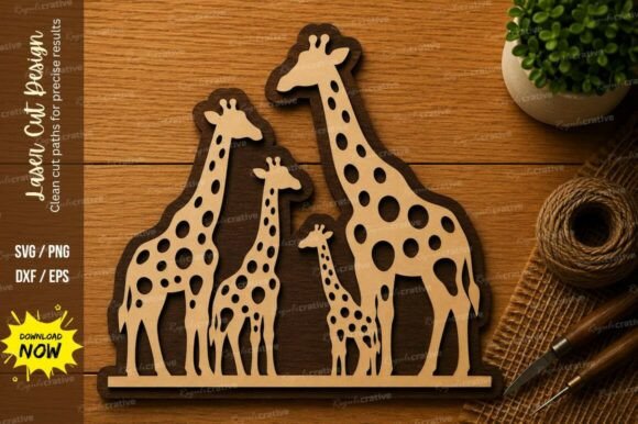 Giraffe Family SVG | Safari Animal Laser Cięcie Laserowe Przez Regulrcrative
