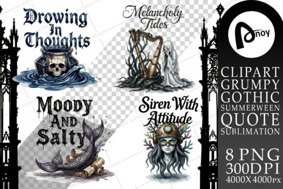 Gloomy Siren Goth Summer Sublimation Graphic Illustrations By Artnoy
