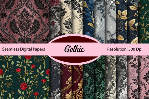 Gothic Seamless Digital Paper Graphic Patterns By Colourful