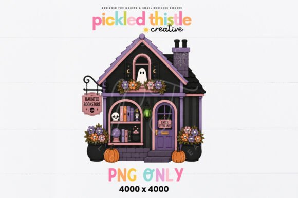 Haunted Bookstore PNG | Cute Spooky Graphic AI Transparent PNGs By Pickled Thistle Creative