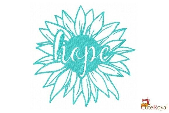 Hope Sunflower Outline Embroidery Inspirational Embroidery Design By CuteRoyal
