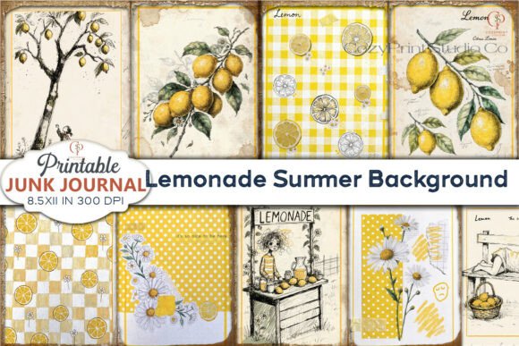 Lemonade Summer Background Junk Journal Graphic Backgrounds By CozyPrint Studio Co