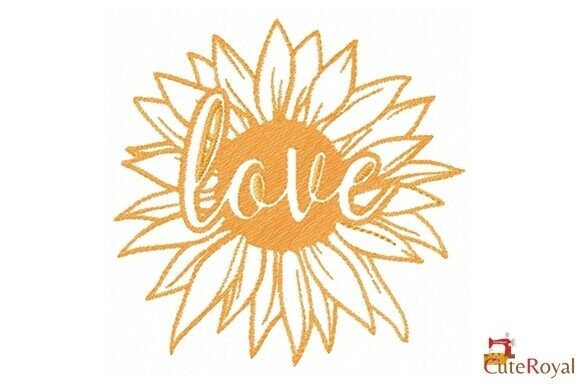 Love Sunflower Outline Embroidery