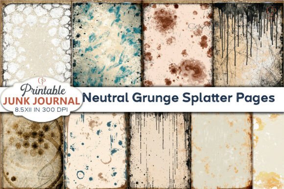 Neutral Grunge Splatter Pages Junk Journ Grafik Hintegründe Von CozyPrint Studio Co
