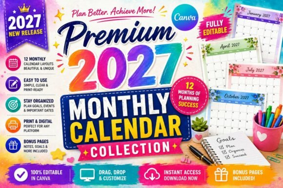 Premium 2027 Monthly Calendar Collection