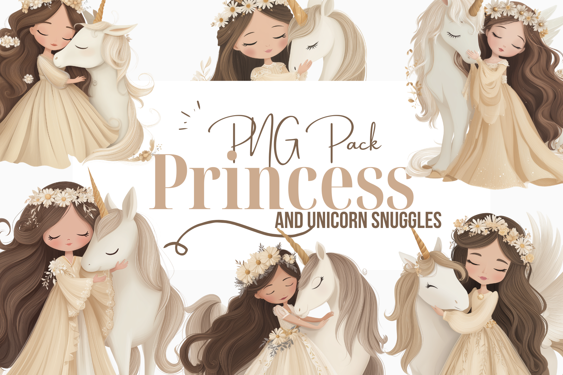 Princess & Unicorn Snuggling PNG Clipart Graphic by zerakika.design ...