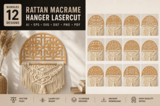 Rattan Macrame Hanger Lasercut BUNDLES