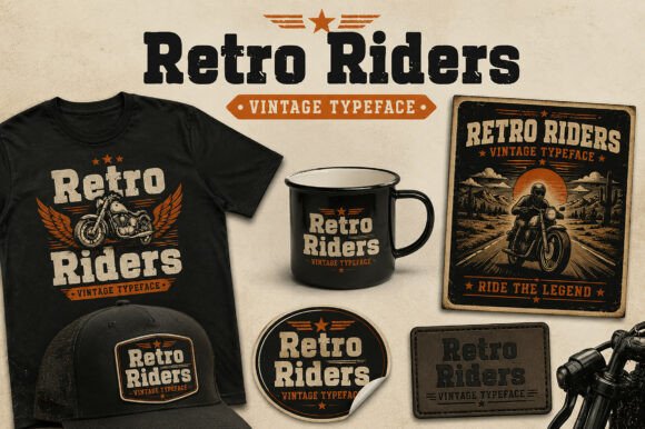 Retro Riders Font PNG with transparent background - Preview 4