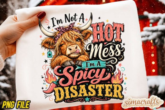 Sarcastic Highland Cow Png Funny Cow PNG Illustration Designs de T-shirts Par SimaCrafts