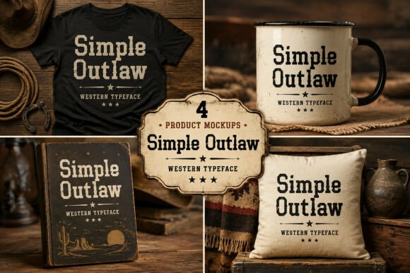 Simple Outlaw Font PNG with transparent background - Preview 1