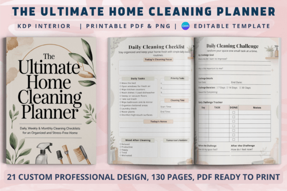 The Ultimate Home Cleaning Planner Gráfico Interiores KDP Por Interior Creative